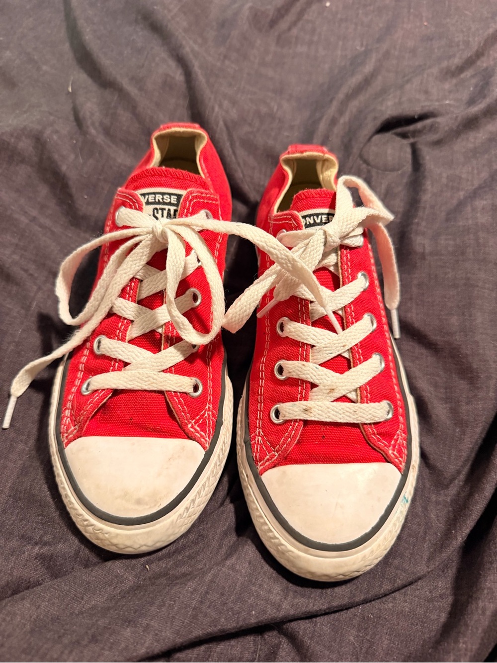 Converse Kids Red Low Top Sneakers with White Trim